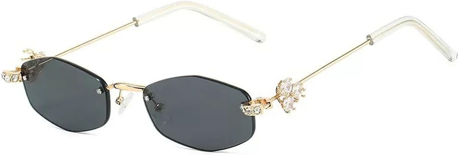 

Солнцезащитные очки без оправы с многоугольными линзами для женщин, с блестками, 2025 год, роскошные модные очки с бриллиантами для леди, ретро-очки с блестками mincl, C3