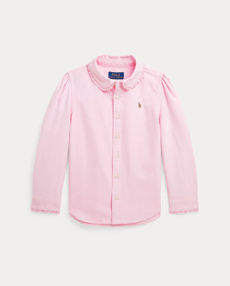 

Хлопковая рубашка для девочки Polo Ralph Lauren, розовый