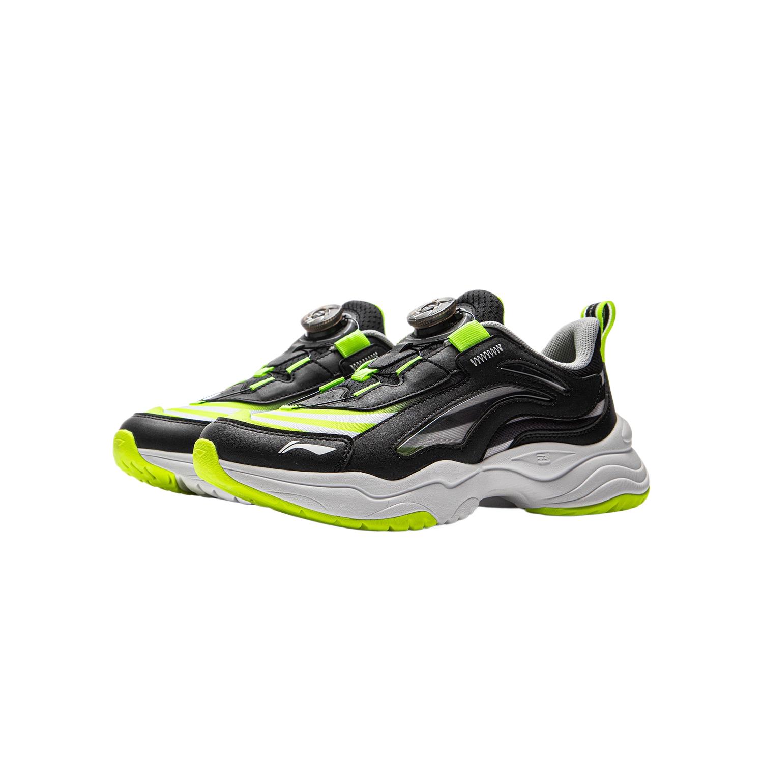 Большие кроссовки Aurora Sports Life Shock Absorbers с низким верхом для детей LINING YOUNG, черный/зеленый — фото 3