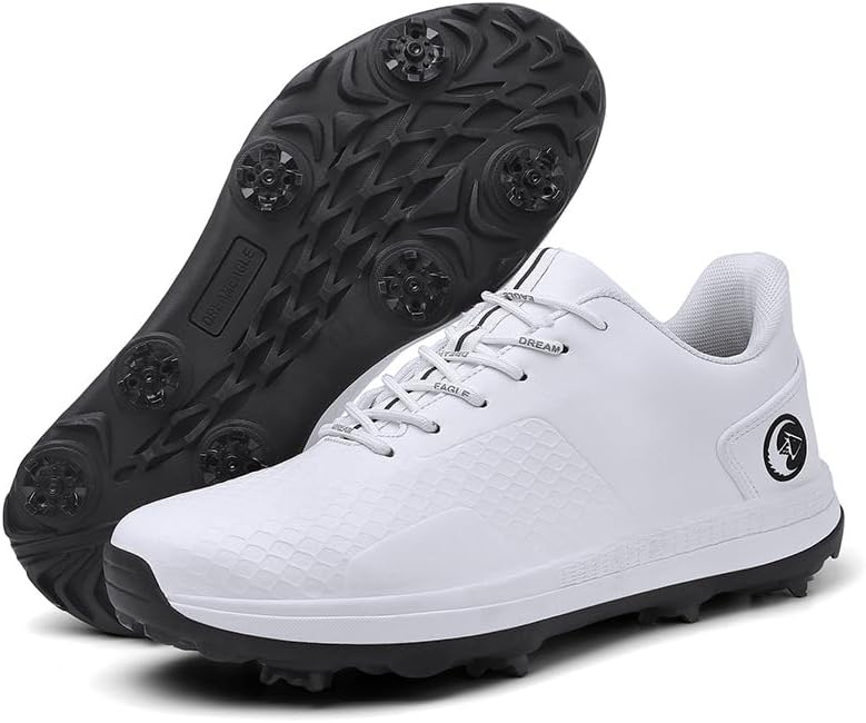 

Водонепроницаемые мужские гольф туфли Профессиональные мужские спортивные кроссовки для гольфа с шипами, мужская обувь для гольфа с 8 шипами, кроссовки для ходьбы по траве Qz-Itry, белый