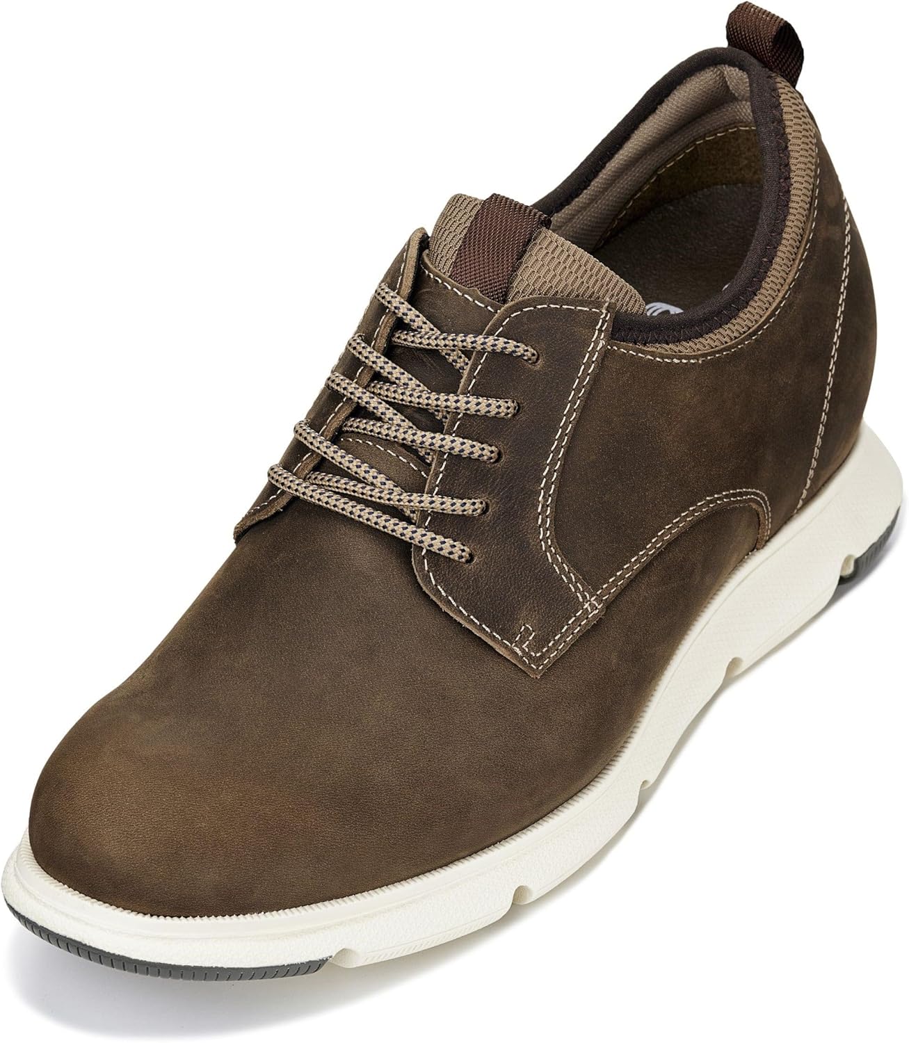 

Мужские невидимые увеличивающие рост туфли CALTO - коричневые, с кружевами, из премиальной кожи, повседневные дерби - прибавка в росте 8 см - J1201 - размер 12 D(M) US