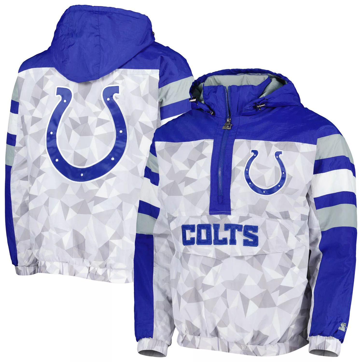 

Мужская белая/королевская куртка Indianapolis Colts Tuesday Night Gridiron Raglan с капюшоном и полумолнией Starter, Белый, Мужская белая/королевская куртка Indianapolis Colts Tuesday Night Gridiron Raglan с капюшоном и полумолнией Starter