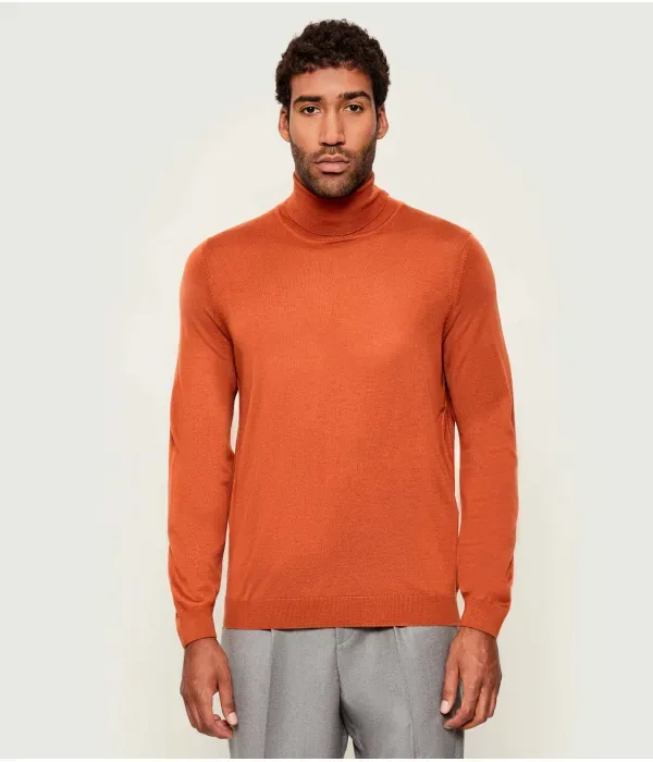 Шерстяная водолазка Musso-P slim fit Boss, оранжевый