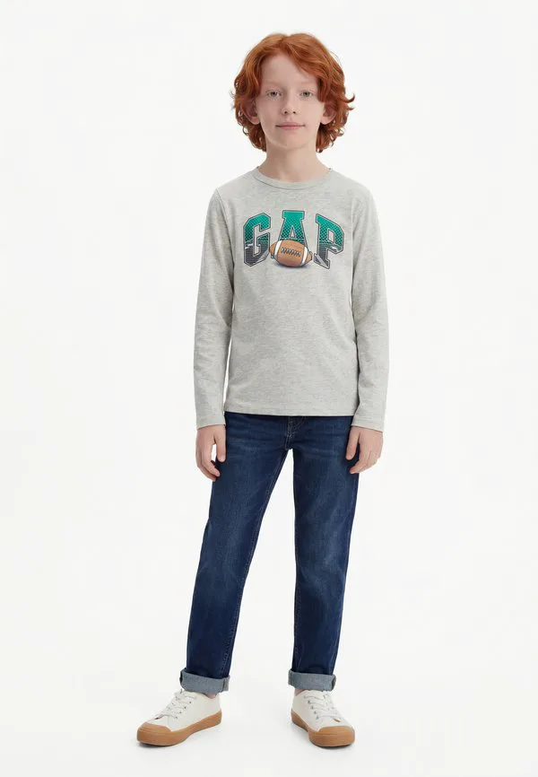 Детская футболка с длинными рукавами и графическим принтом Gap, Mottled Grey
