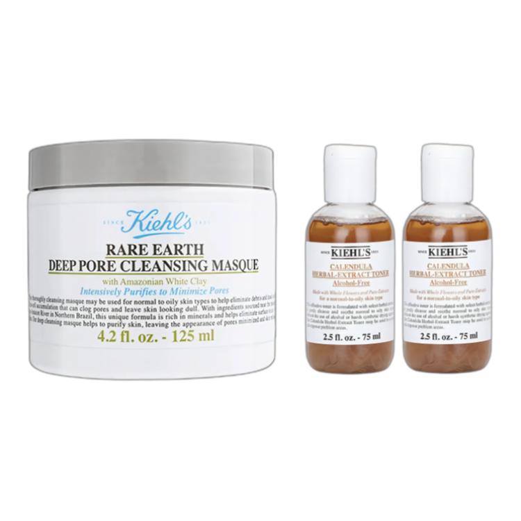 Kiehl's Keyanshi набор средств для ухода за кожей от знаменитостей: вода календулы, маска для лица с белой глиной, увлажняющая и очищающая, 125 мл + 75 мл*2 — фото 2