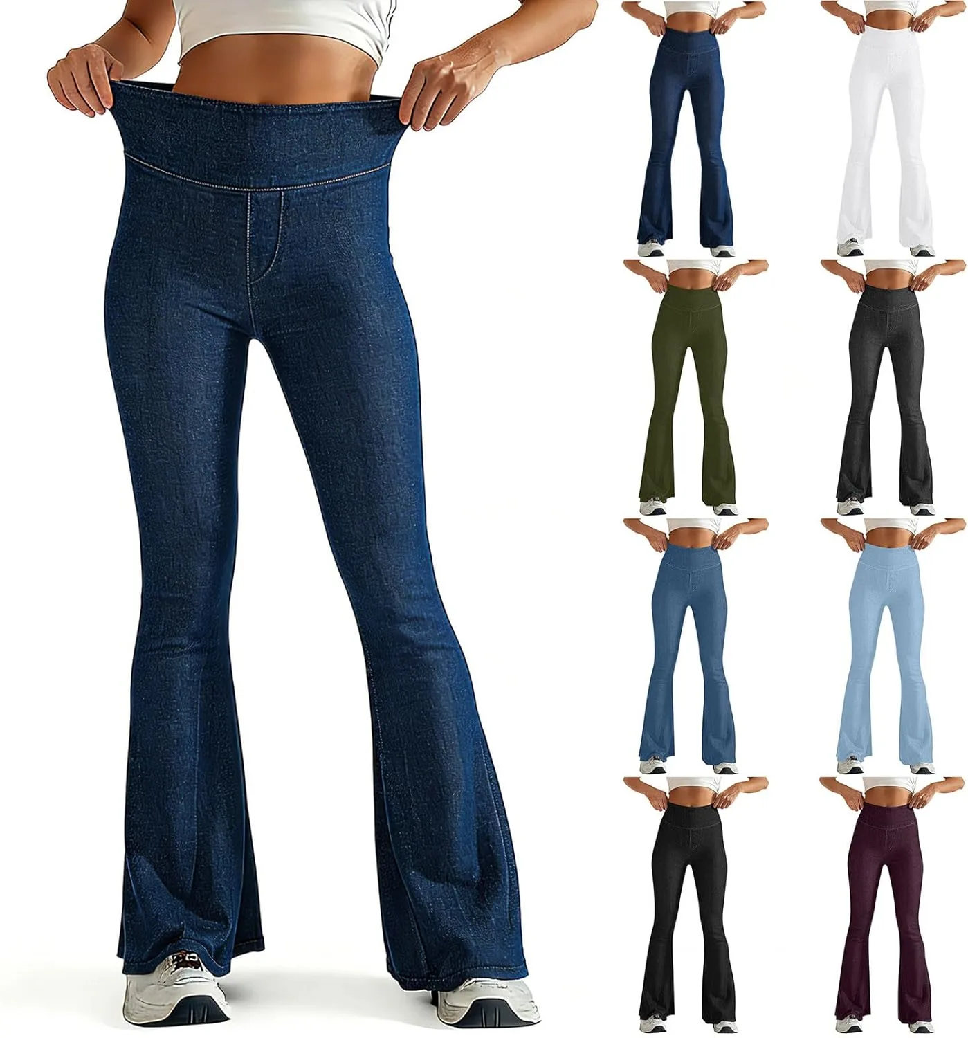 

Женские джинсы-клеш Stretchy High Waisted с карманами