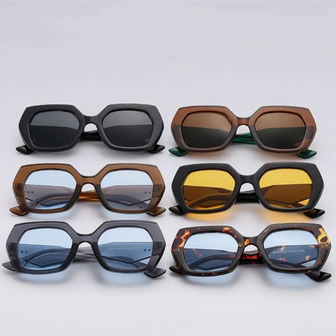 

Винтажные солнцезащитные очки Polygon для женщин, модные шестиугольные линзы с прозрачным покрытием Ocean, защита от УФ-излучения UV400 для мужчин HHZZYVY, Leopard