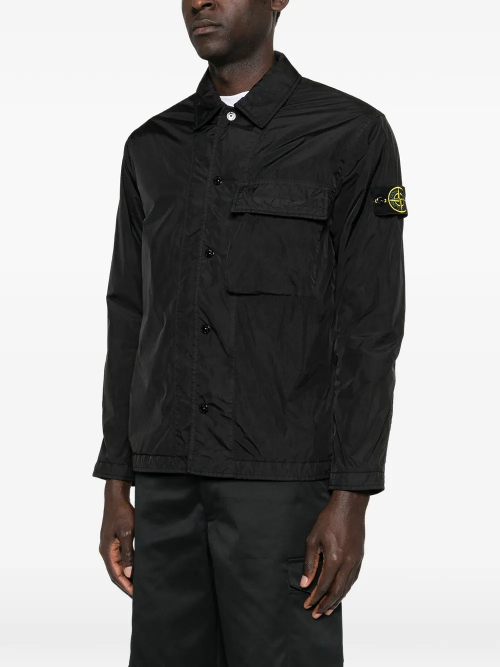 Куртка с застежкой на пуговицы и нагрудным карманом Stone Island, черный — фото 3