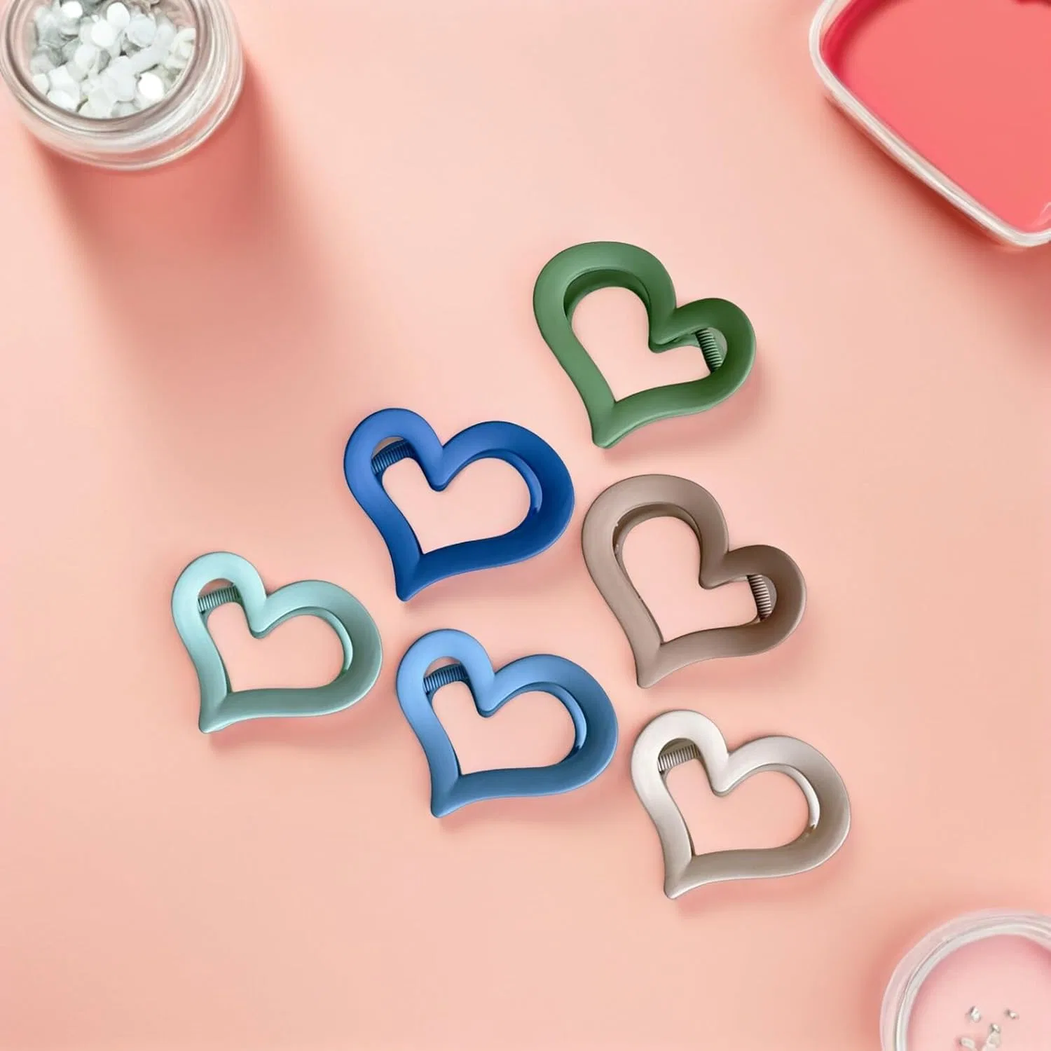 Заколки для волос сердце 6 шт Beaupretty акриловые разноцветные — фото 4