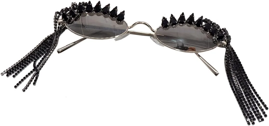 

Laureles 2023 Модные солнцезащитные очки со стразами, жемчужные круглые солнцезащитные очки с кисточками, мужские и женские солнцезащитные очки в стиле панк, C4