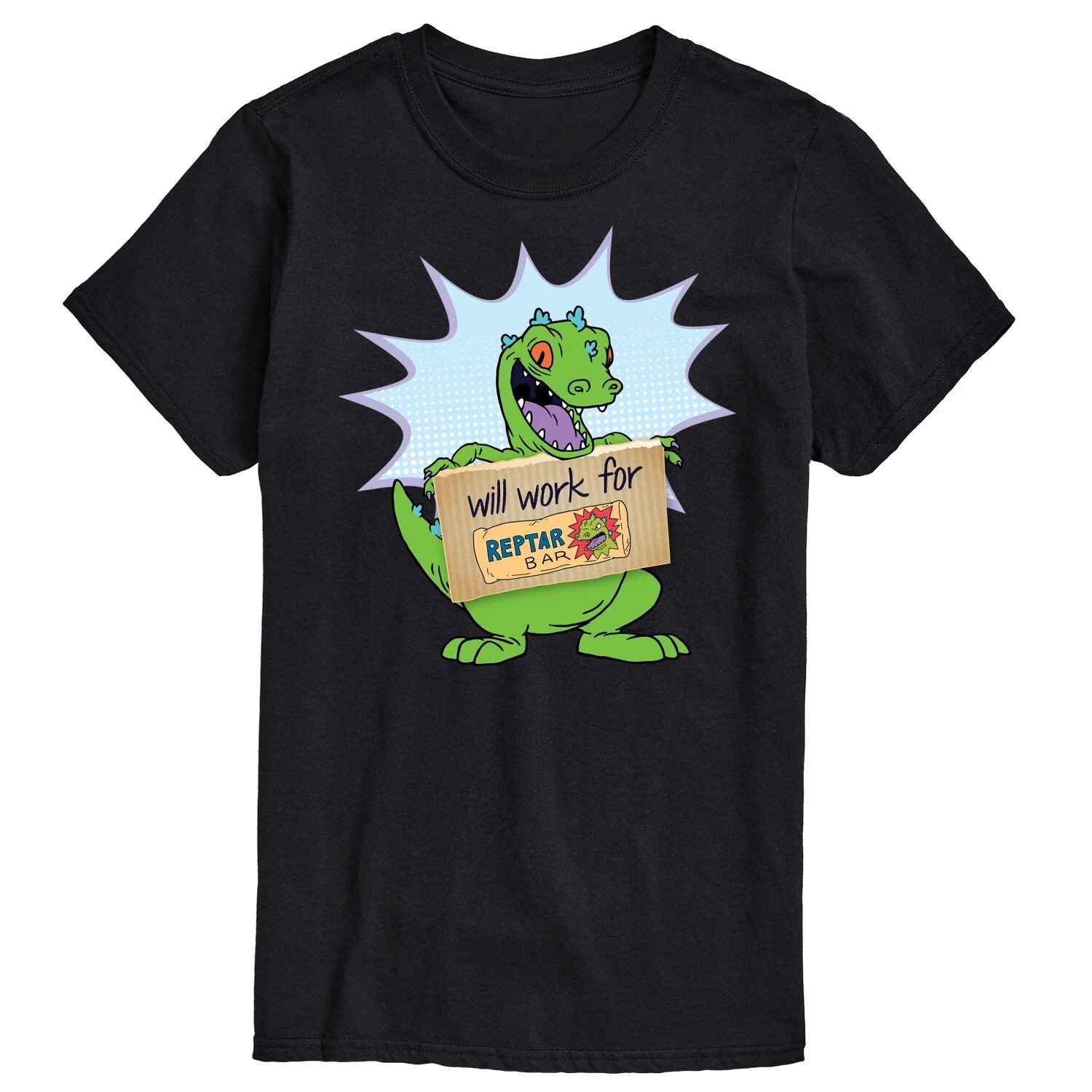 

Футболка с графическими рисунками Big & Tall Rugrats Reptar Work Nickelodeon, черный