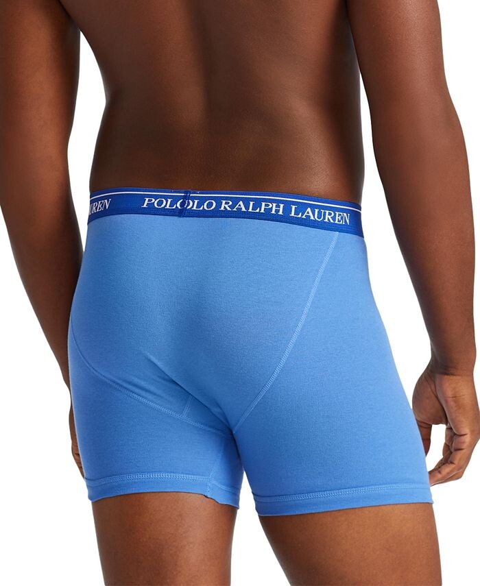 Мужской комплект из 3 штук. Классические хлопковые трусы-боксеры Polo Ralph Lauren, цвет Aerial Blue / Rugby Royal / Cruise Navy — фото 4
