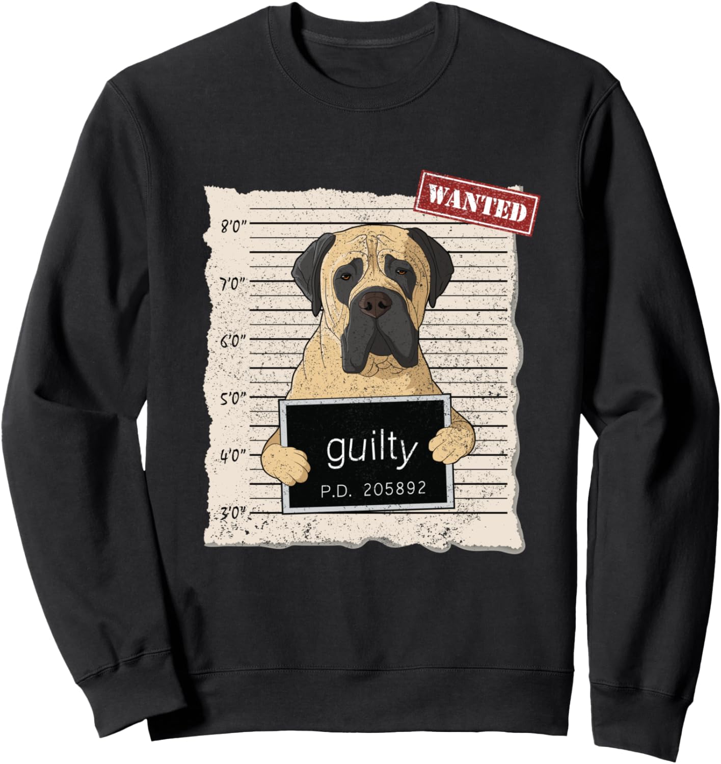 

Толстовка с изображением мастифа и надписью «Виновная собака» Bad Dog Mug Shot Mastiff, черный