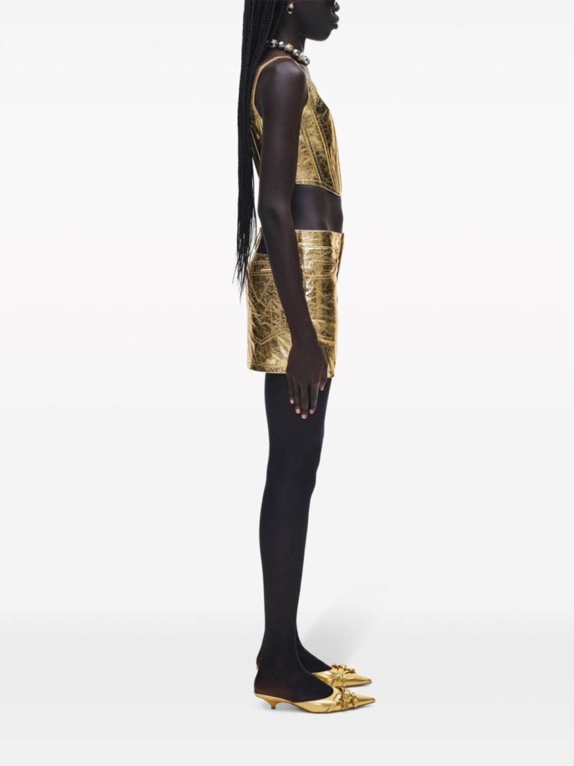 Marc Jacobs юбка мини средней посадки с эффектом металлик, золотой — фото 3