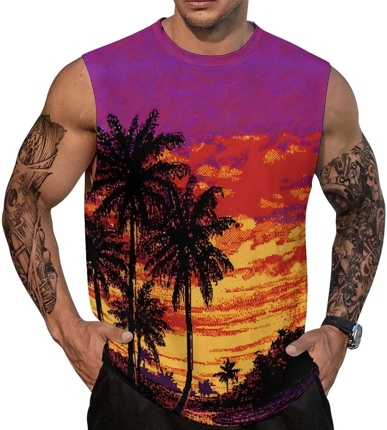 

Мужская гавайская майка с круглым вырезом, без рукавов, свободная BarbedRose