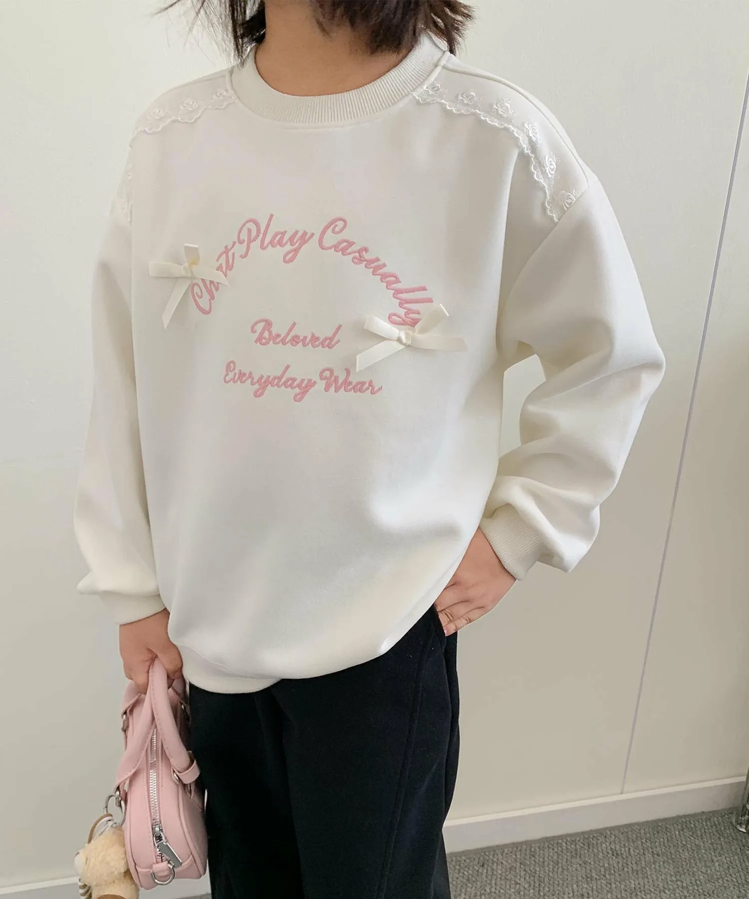 Толстовка с вышитой лентой Aimoha Kids, off white