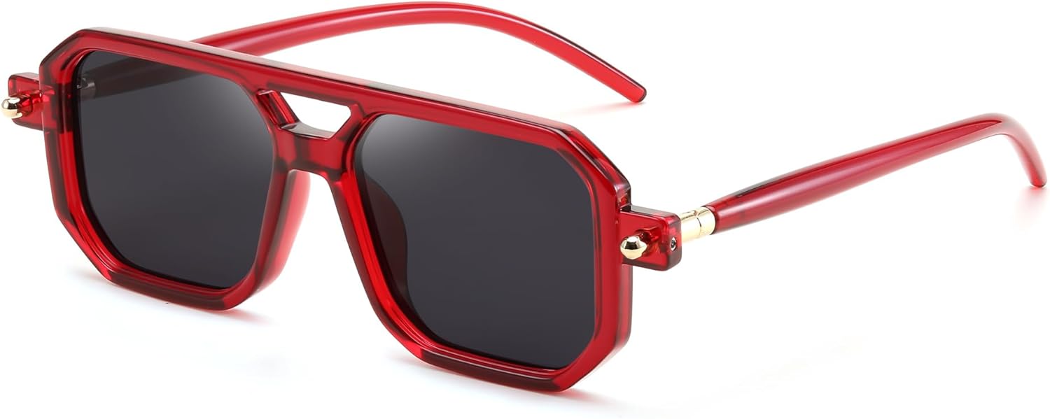 

Винтажные квадратные солнцезащитные очки-авиаторы FEISEDY 70-х годов, классическая ретро-стильная оправа, защита от ультрафиолета UV400, артикул B2622, 024 Wine Red Frame & Grey Lens