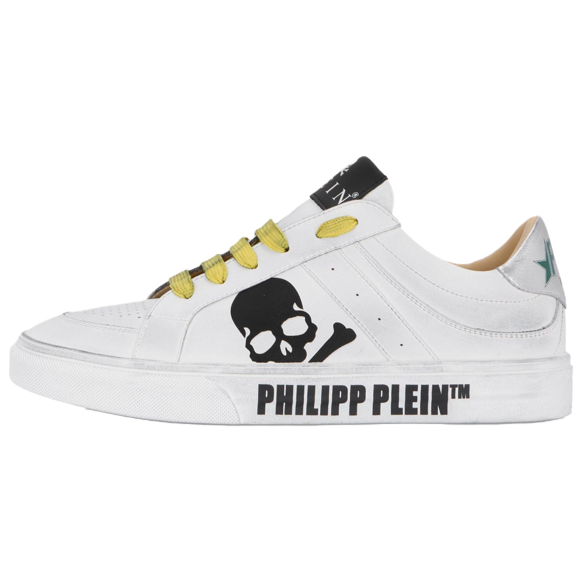 

Кроссовки для скейтбординга низкие из коровьей кожи унисекс белые PHILIPP PLEIN