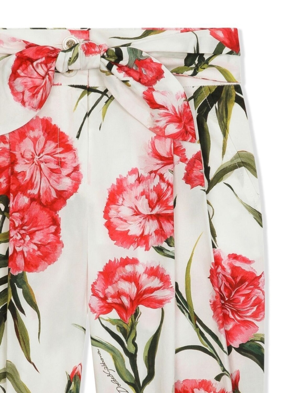 Dolce & Gabbana брюки с поясом и цветочным принтом, белый — фото 3