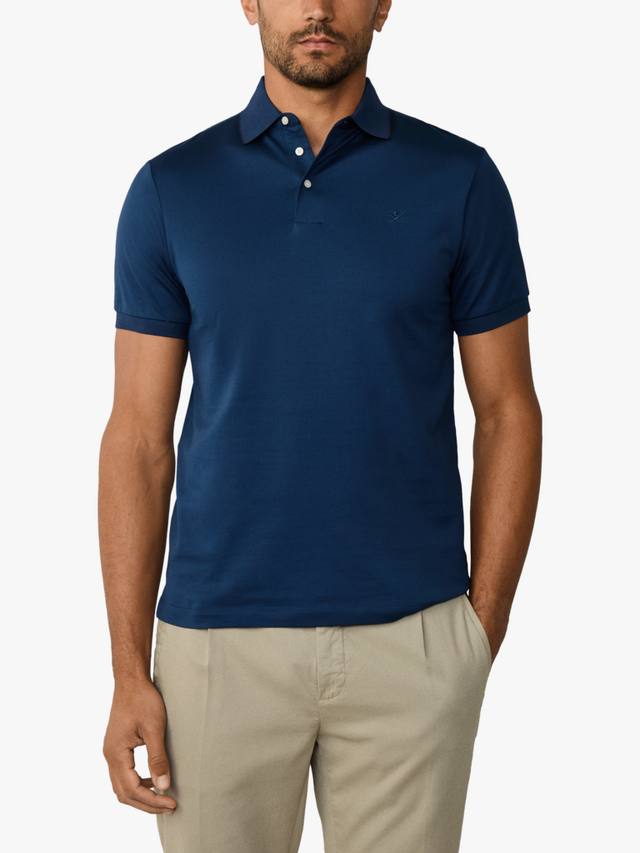 

Классическая хлопковая поло с короткими рукавами Hackett London, Dark Denim Blue