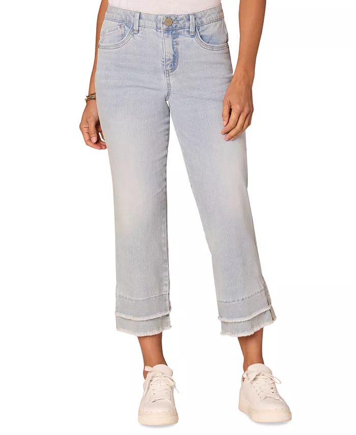 

Узкие джинсы с тройным швом и отворотом Petite Triple-Seam-Cuff Kick-Flare Denim Jeans Democracy, синий