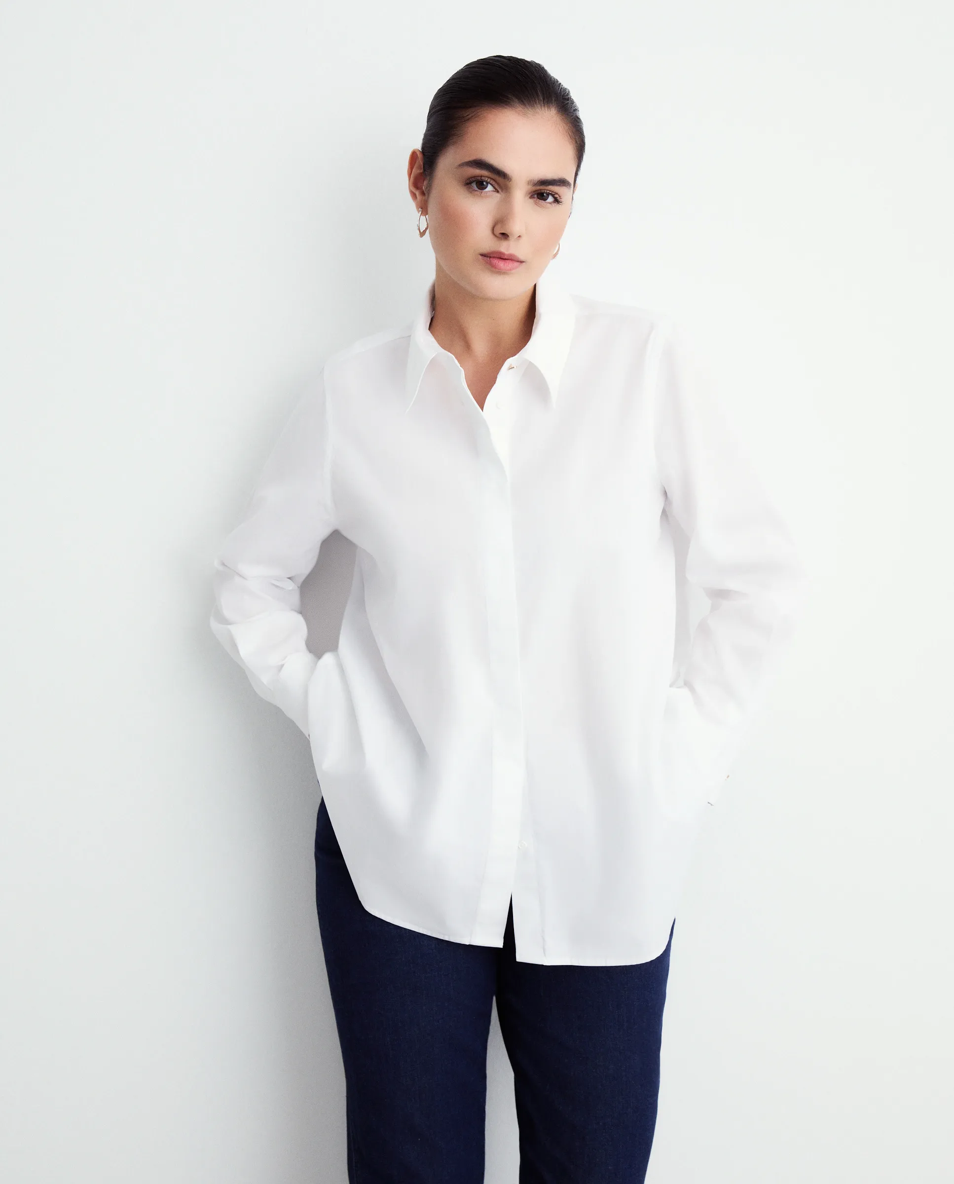 

Женская хлопковая рубашка с длинным рукавом Couchel, белый