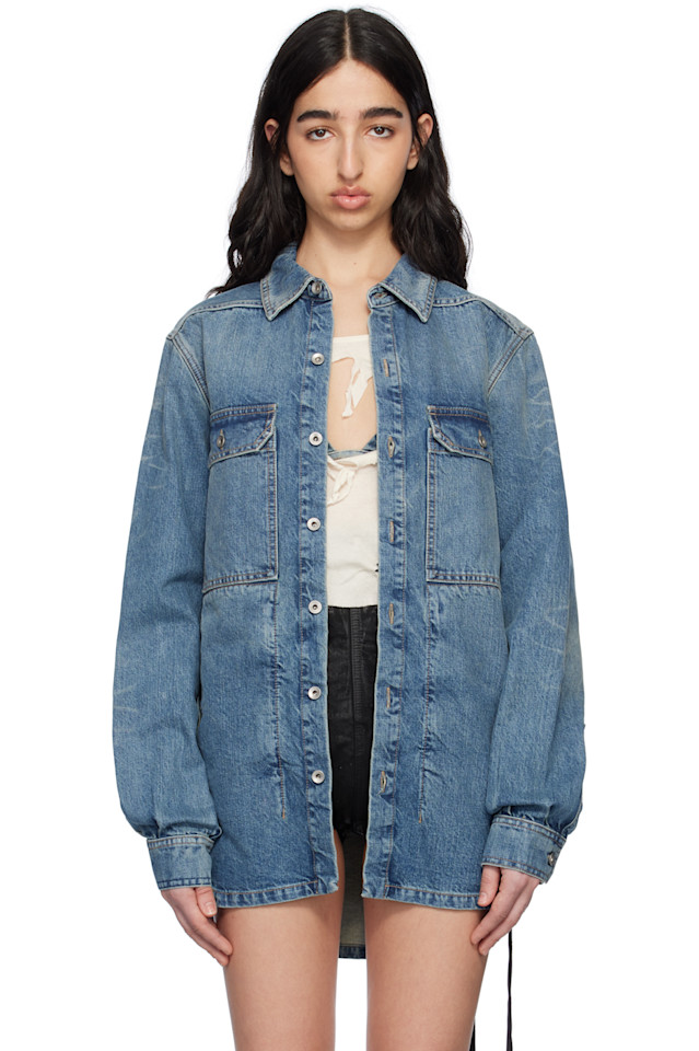 

Джинсовая куртка Hollywood outershirt Rick Owens Drkshdw, индиго
