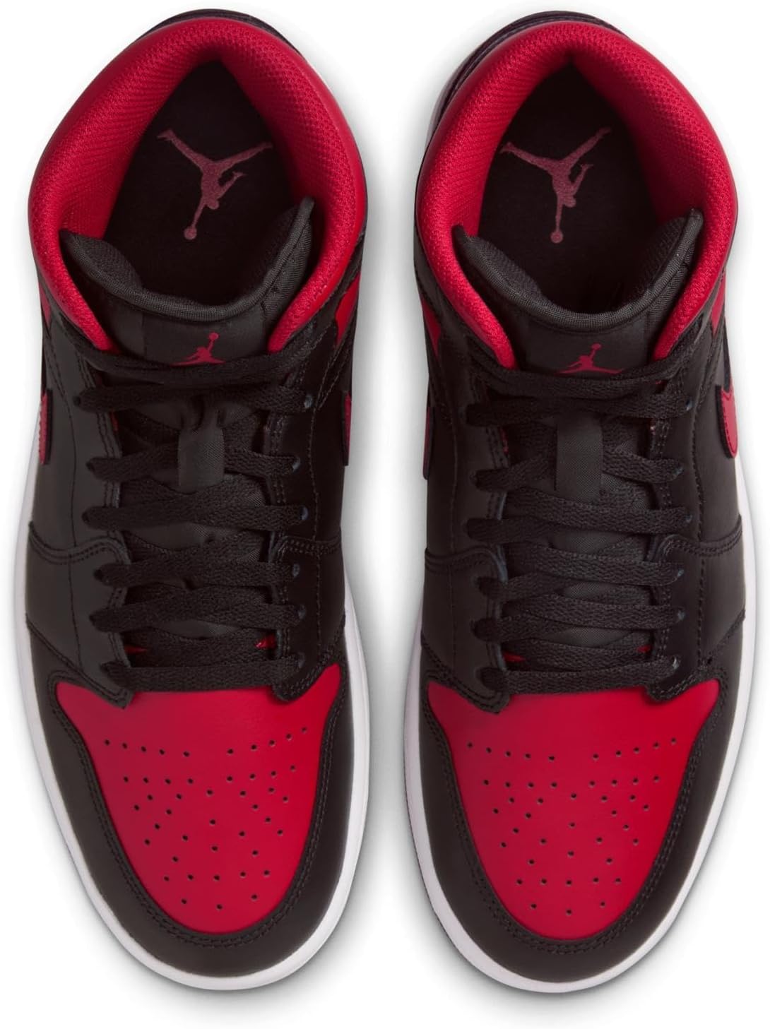 Кроссовки мужские NIKE Air Jordan 1 Mid, белый/черный/красный — фото 4