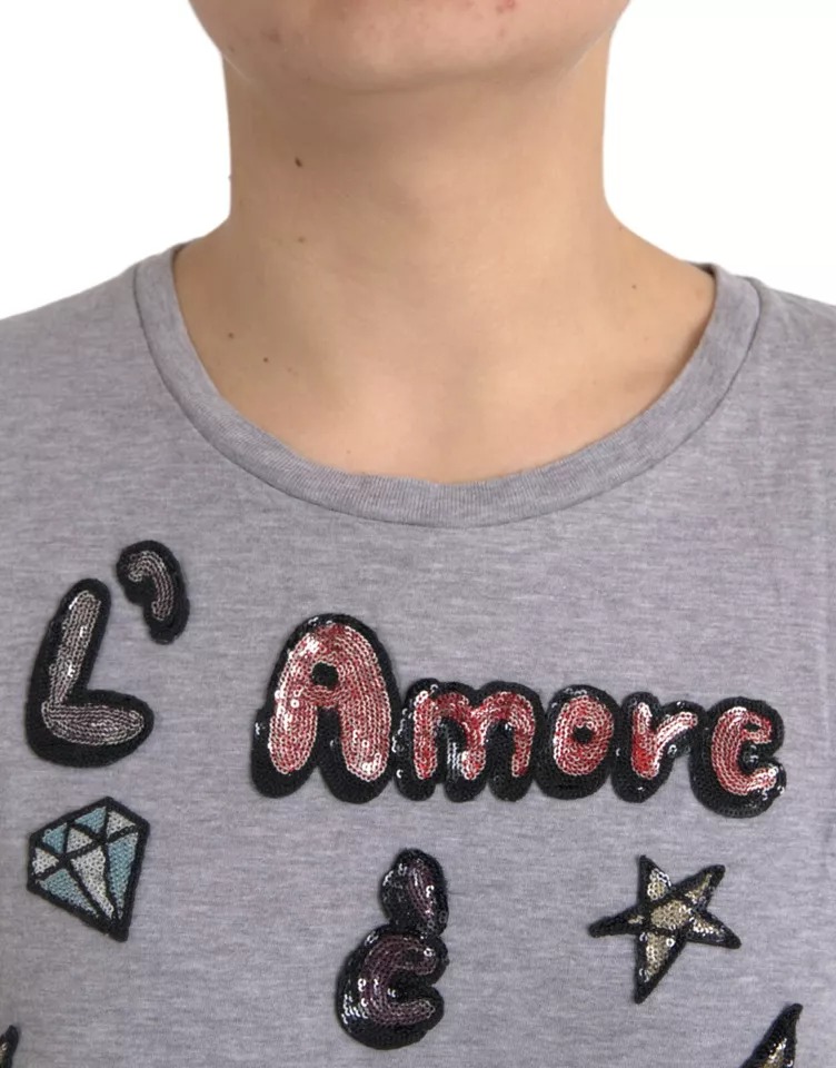 Серая хлопковая футболка L'Amore E'Bellezza Top Dolce & Gabbana — фото 4