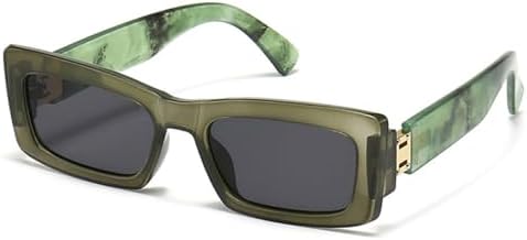 

Модные солнцезащитные очки 2027 года: яркие прямоугольные, ретро, ​​двухцветные, с защитой от УФ-излучения UV400, квадратные солнцезащитные очки для мужчин MTZJH, Dark Green Gray