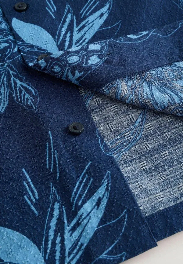 Рубашка стандартного кроя с коротким рукавом и отложным воротником Next, Navy Pinapple Print — фото 3