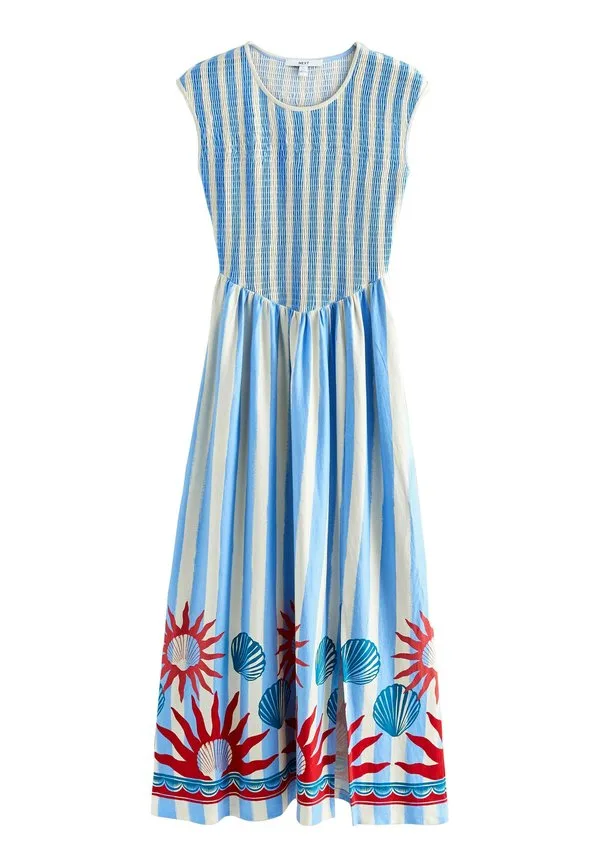 Платье. трикотажное платье Next, Blue White Stripe With Border Print