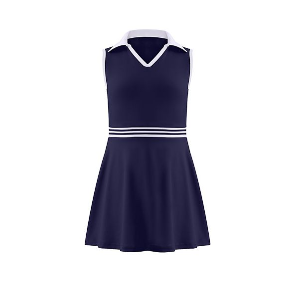 

Детское теннисное платье-поло с V-образным вырезом и карманами Maxxis Merch, Navy Blue