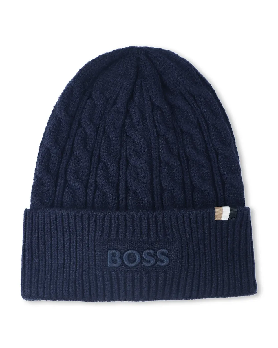 

Детская шапка из вискозы BOSS Kidswear, темно-синий