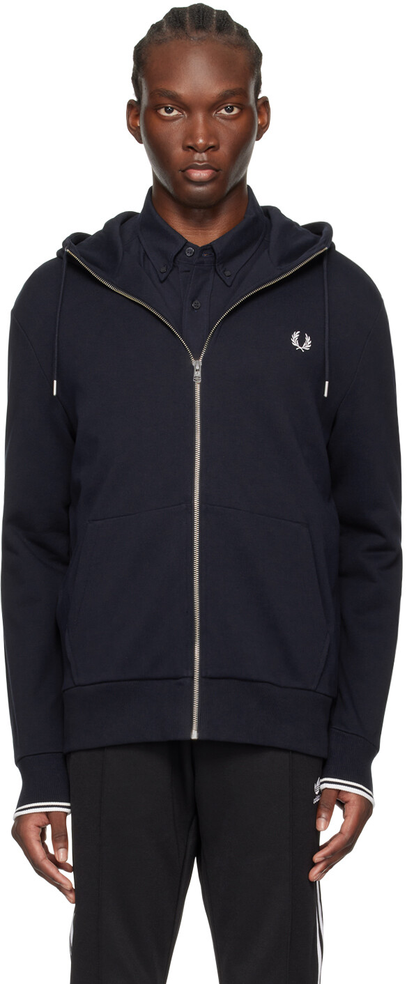 

Толстовка с капюшоном на молнии Fred Perry, темно-синий