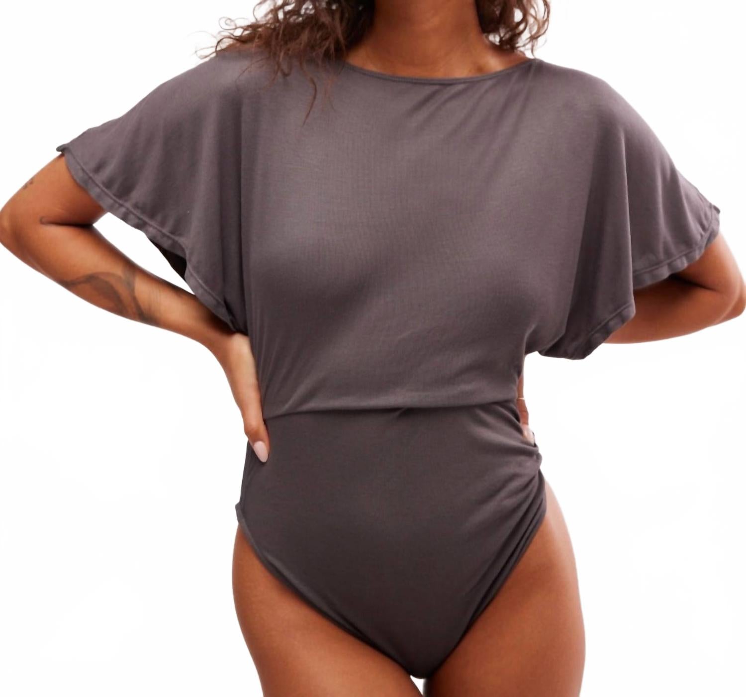 

Боди Homebody Tee в винтажном сером цвете Free People, серый