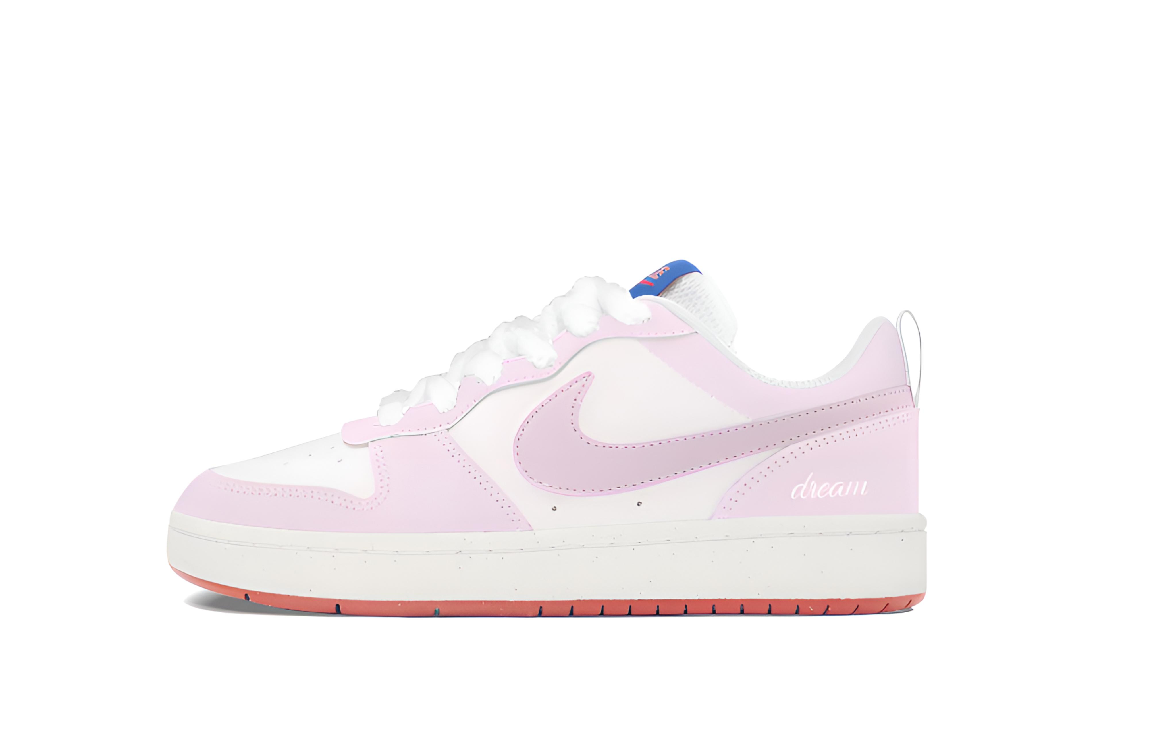 

Nike Court Borough Sleepwalking Candy устойчивые к истиранию низкие детские скейтбординговые туфли Pink для подростков