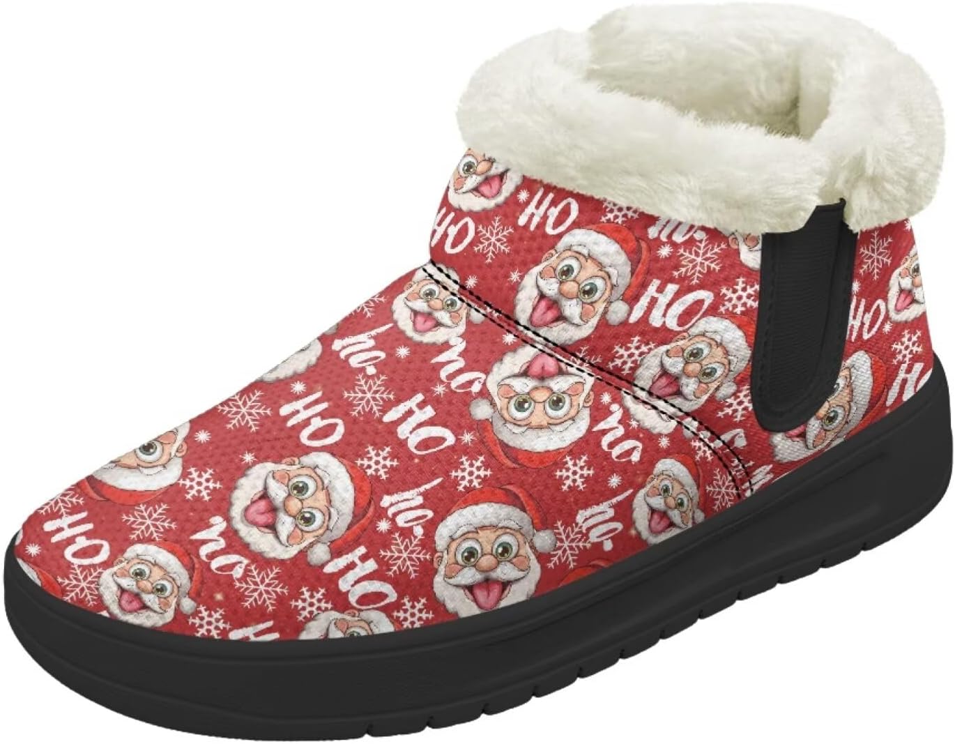 

Рождественские снежные ботинки Forchrinse для женщин и мужчин, зимние теплые ботильоны, удобные, с легким надеванием, походные ботинки, рождественская обувь, Santa Claus Print