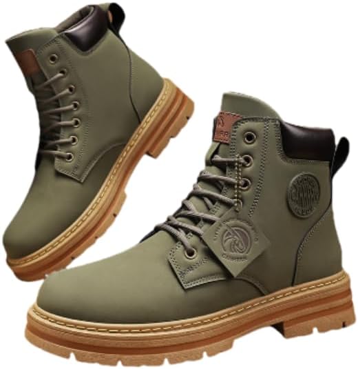 

Мужские повседневные ботинки Azttoztto, модные ботинки с молнией, пустынные ботинки для походов и зимы, зеленый