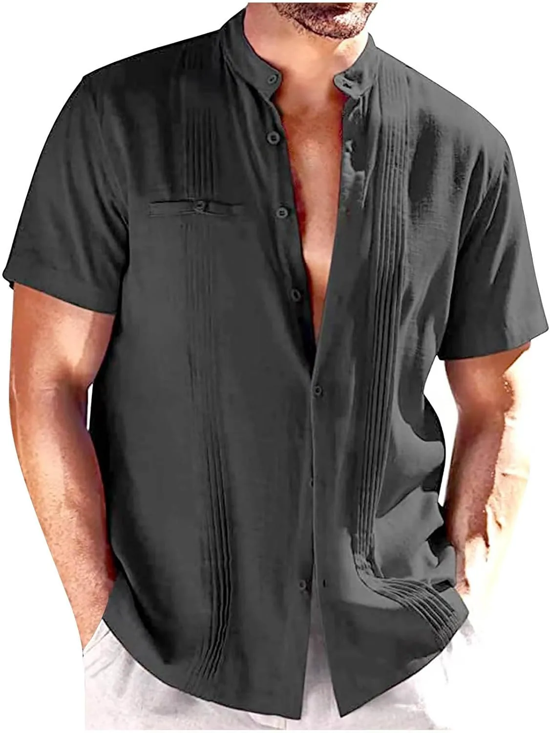 

Мужская рубашка Cotton Linen, короткий рукав, Casual