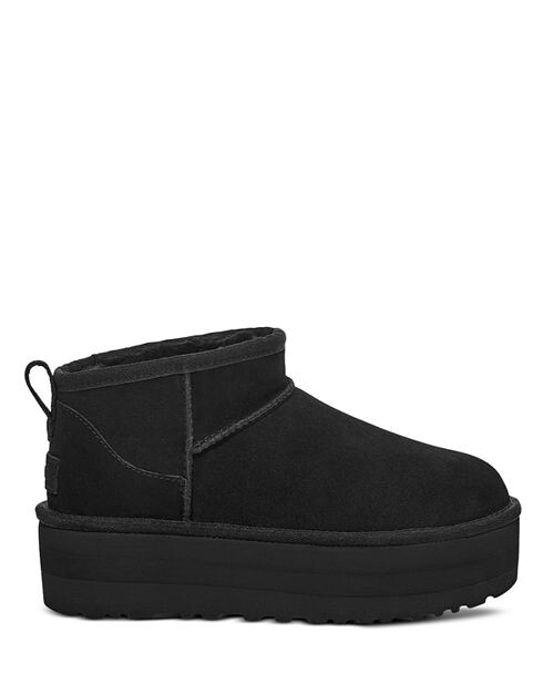 Женские классические ультрамини-сапоги на платформе UGG, цвет Black — фото 3