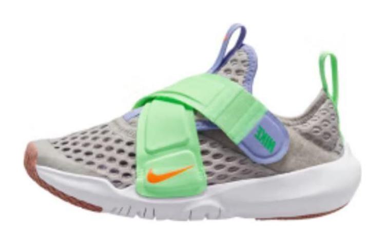 

Nike Flex Advance Противоскользящие и износостойкие дышащие повседневные детские кроссовки серо-зеленые белые