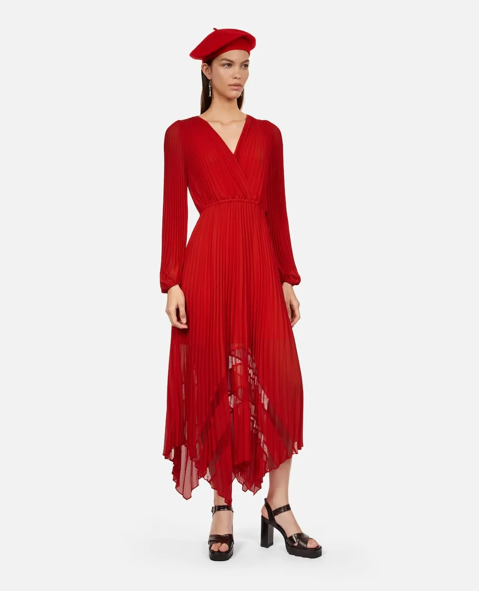 

Длинное плиссированное платье The Kooples, красный