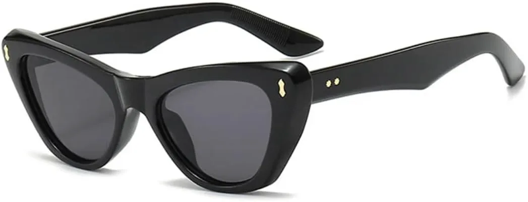 

Мужские солнцезащитные очки «кошачий глаз» в стиле ретро с заклепками, оранжево-голубые, с защитой от УФ-излучения UV400, модные женские очки UUPTTPL, Black Gray