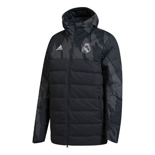 

Пуховик adidas Real Ssp Dw Jkt Real Madrid Stay Warm hooded down Jacket Black, черный