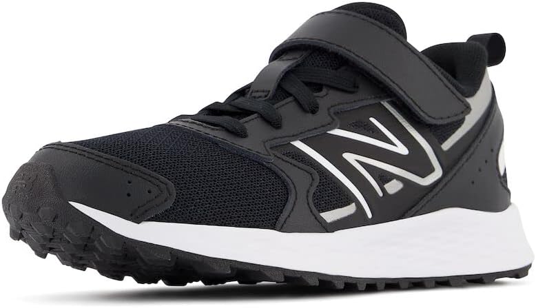 

Кроссовки New Balance детские унисекс Fresh Foam 650 V1 с эластичными шнурками и верхней застежкой, черный/металлик серебристый/белый