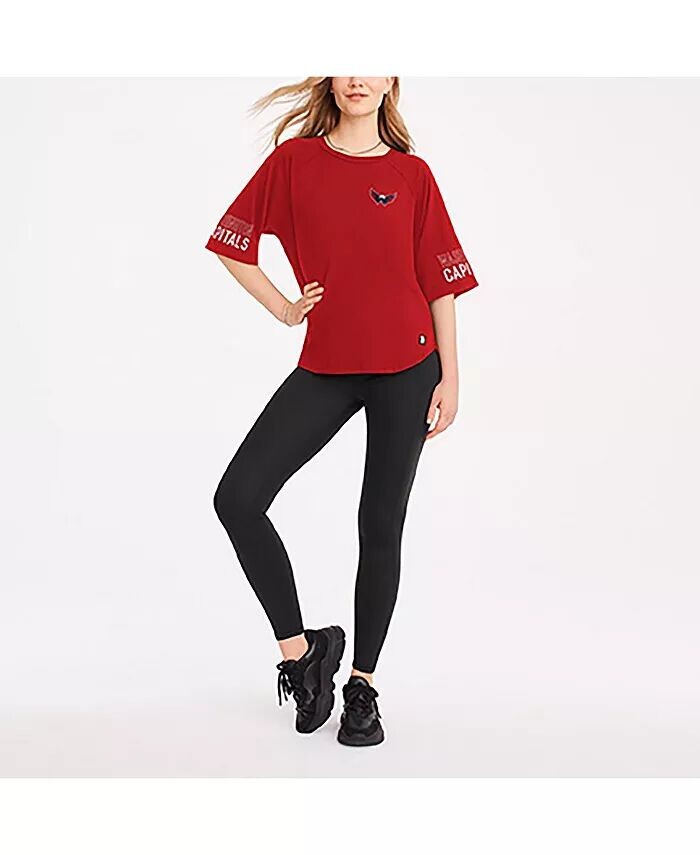 

Женская красная футболка Washington Capitals Diana Tri-Blend Oversize DKNY
