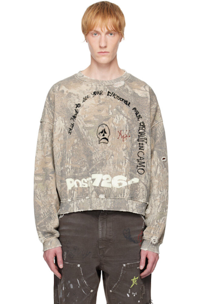 

Толстовка цвета хаки «Emotional Pain» с камуфляжным принтом PALY