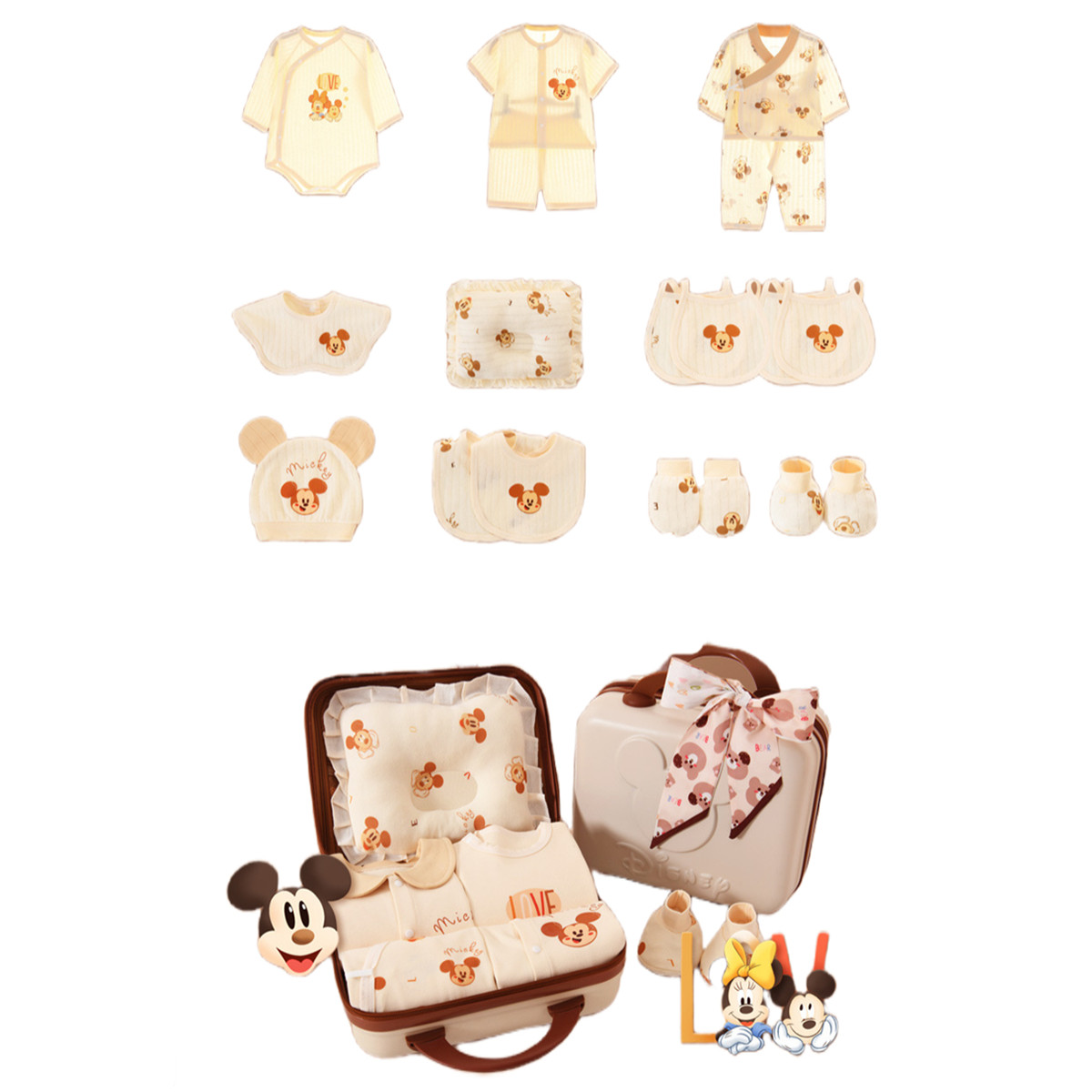 Подарочная коробка для малышей и детей ясельного возраста Disney, [Password Luggage]18-Piece Set Summer Coffee Color — фото 3