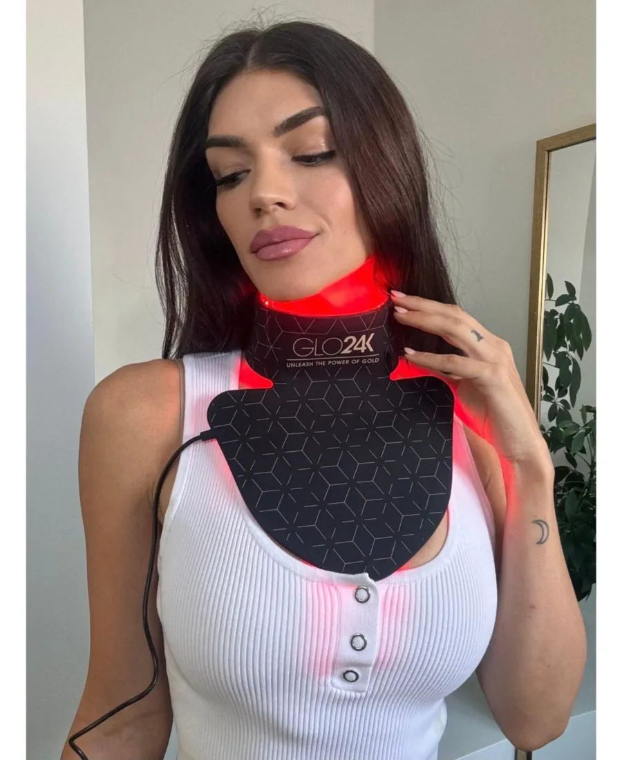 Маска для лица Glo24K — Супермаска с 7 цветами светодиодов для шеи, груди и декольте — фото 2